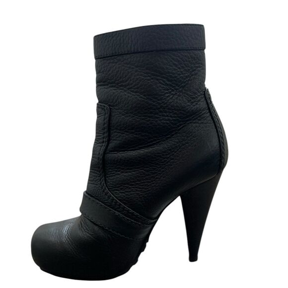 Proenza Schouler Black Leather Ankle Boots Size 35 Designer Heels Buckle & Zip - Picture 2 of 9